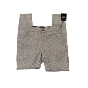 OAT New York Women's High-Rise Skinny Ankle Pants Brown Plaid Size 24